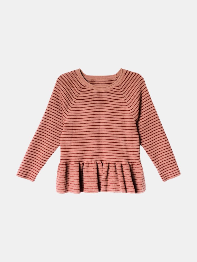 Belle Sweater in Peachy Pink Stripe - Peachy Pink Strpe