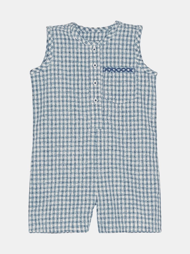 Johnny Romper in Dockside Check - Grey