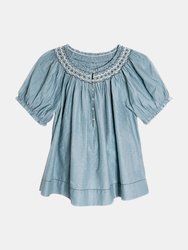 Willow Blouse - Pearl Blue