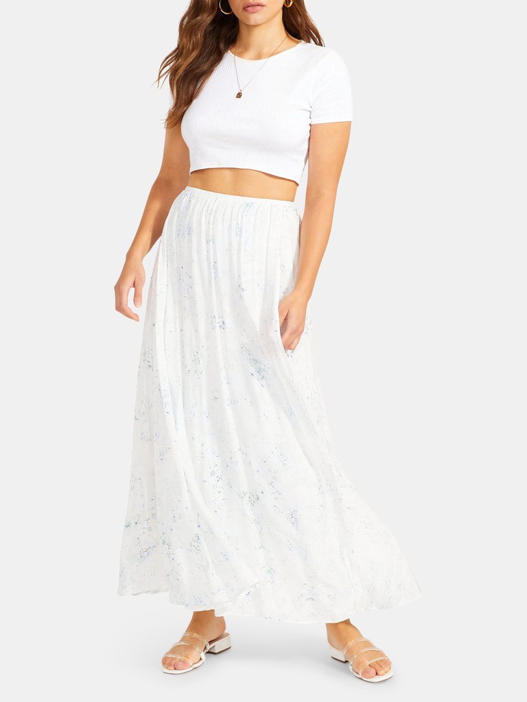 Fifth Dimension Faux Wrap Printed Skirt