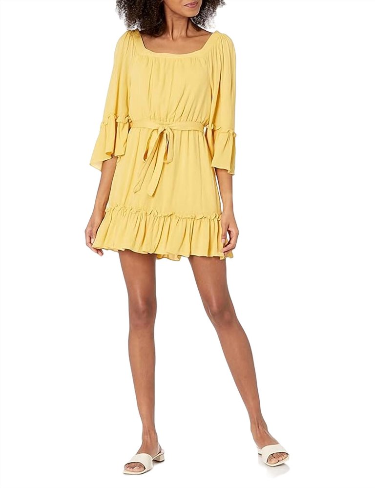 Gauze & Effect Dress In Lemon Drop - Lemon Drop