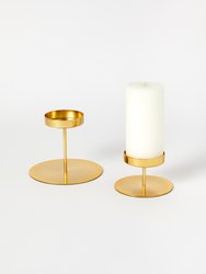 Short Gold Pillar Candle Holder