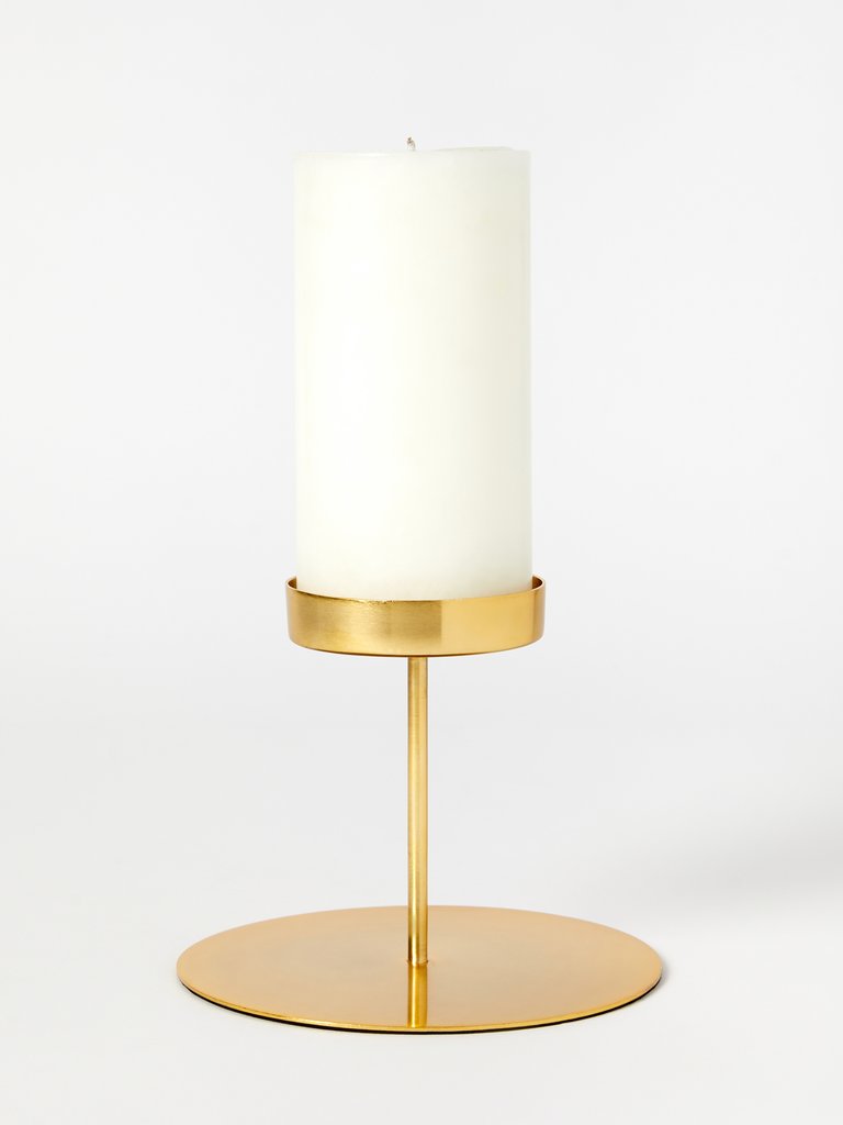 Tall Gold Pillar Candle Holder