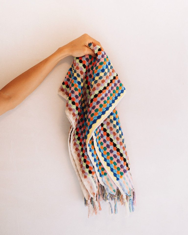 Dotted Turkish Hand Towel - Multi - Multicolor