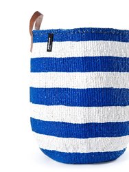 Mifuko - Large Blue and White Stripe Tote Bag - Blue / white