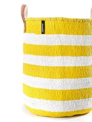 Mifuko - Large Tote Basket with Yellow and White Stripes - Yellow / White