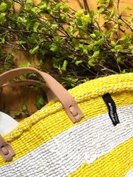 Mifuko - Large Tote Basket with Yellow and White Stripes