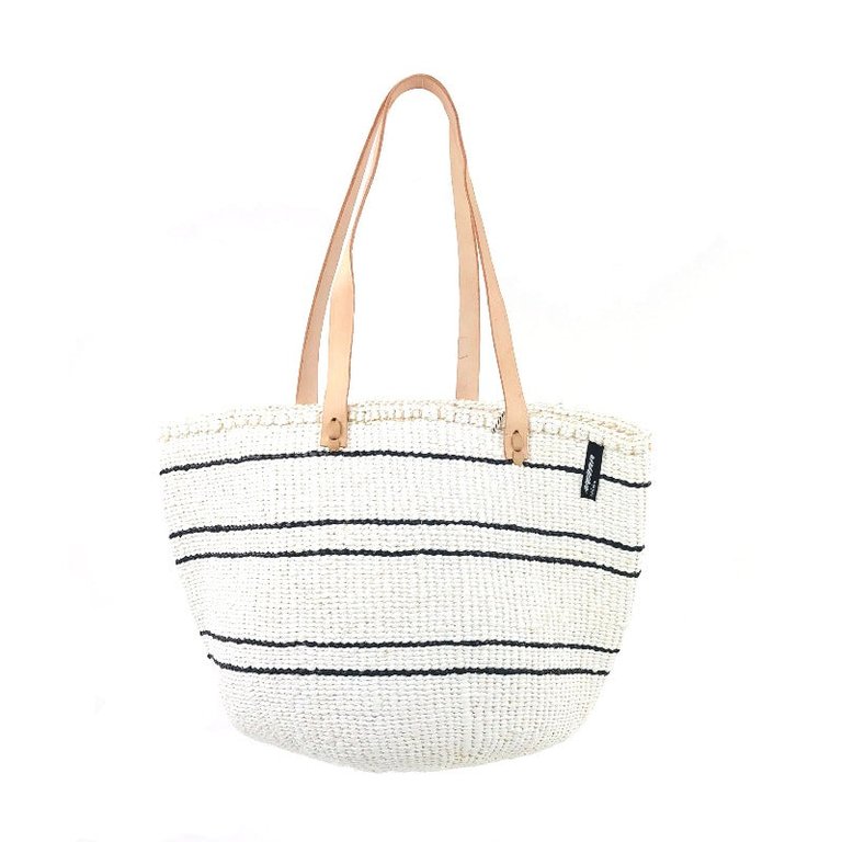 Mifuko - Medium Shopper basket Black and White Stripes - Black / White