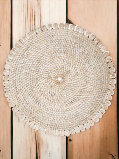 BEACH HAUS White Wash Rattan Placemat with Cowrie Shell - Set of 4 product