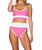 Emmy Bikini Bottom - Neon Pink/White