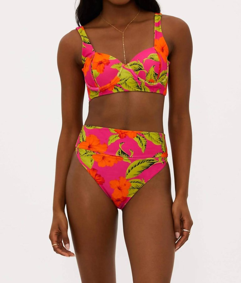 Paulina Top In Hibiscus Sunset - Hibiscus Sunset