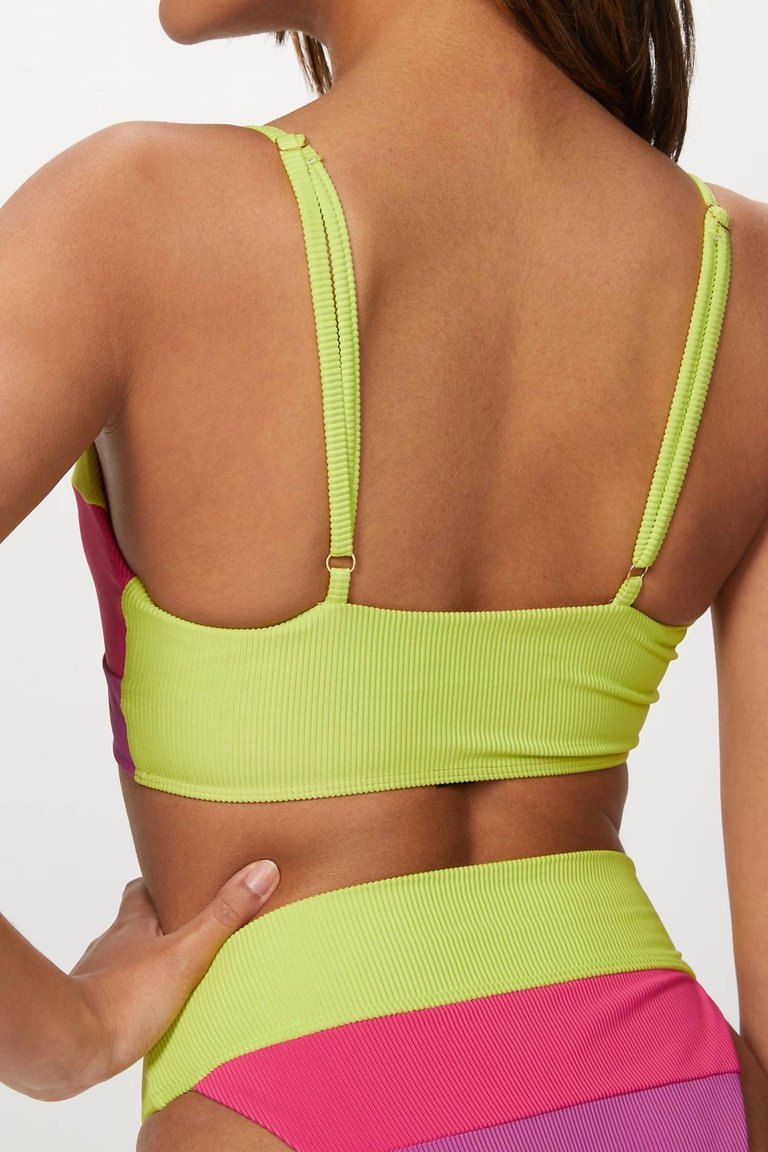 Riza Top In Lime Punch Colorblock