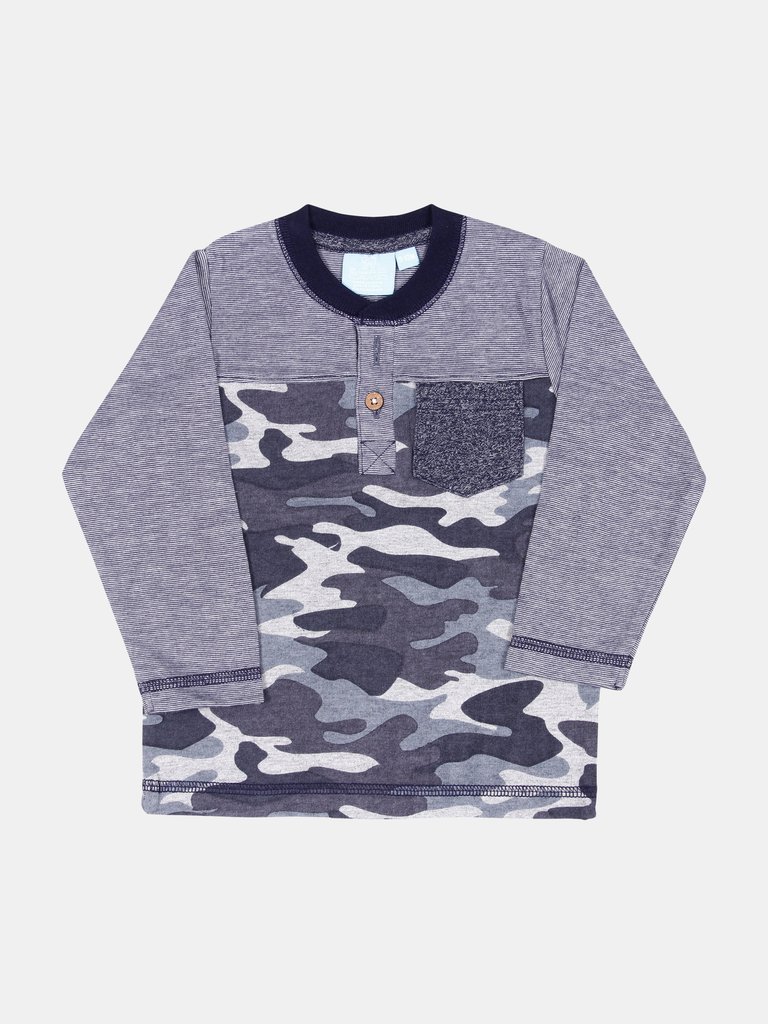 Channing Camouflage Henley Tee Baby - True navy