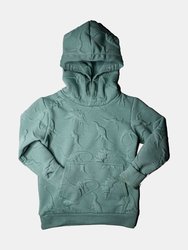 Luis Jacquard Dinosaur Hoodie Boy - Sea Spray