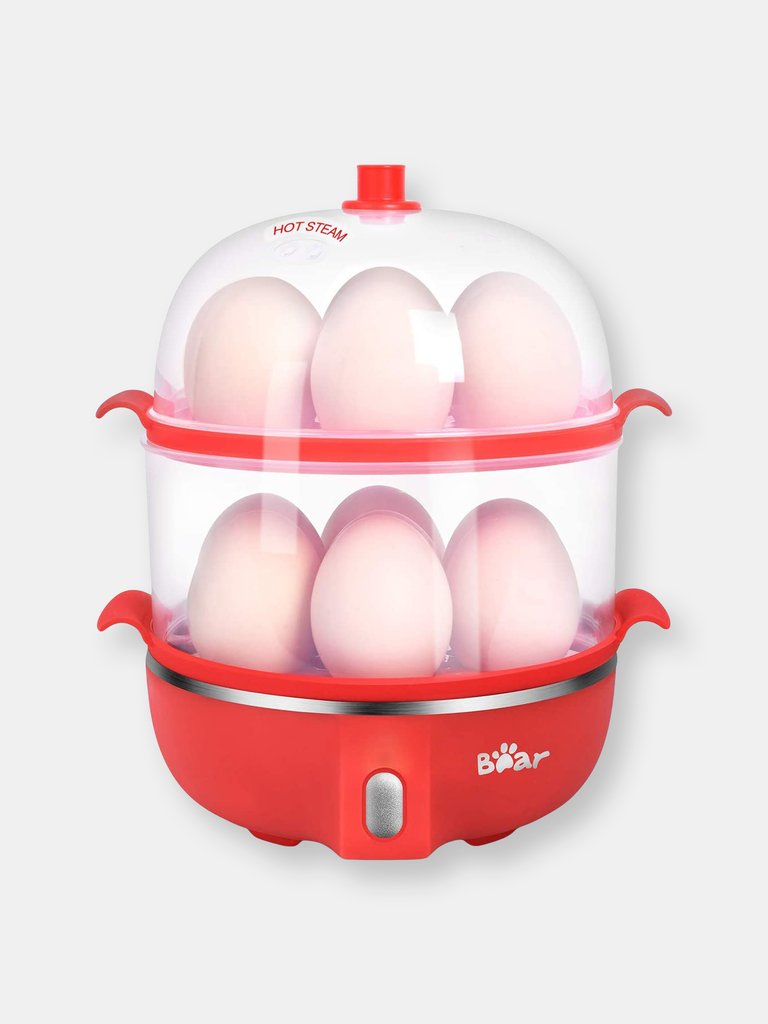 Egg Cooker 14 Egg Capacity Hard Boiled Egg Cooker Rapid Electric Egg Boiler Maker - Red