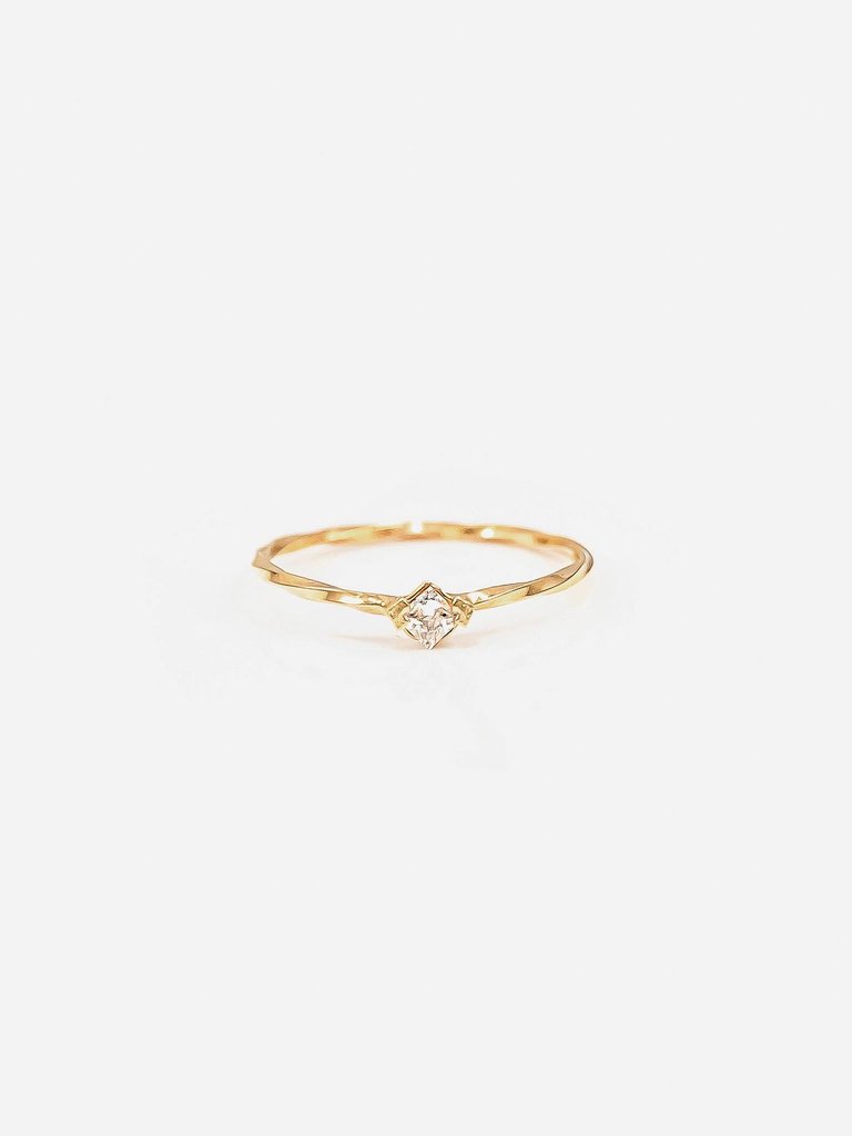 Thin Crystal Solitaire Ring - Mix 1 - Gold