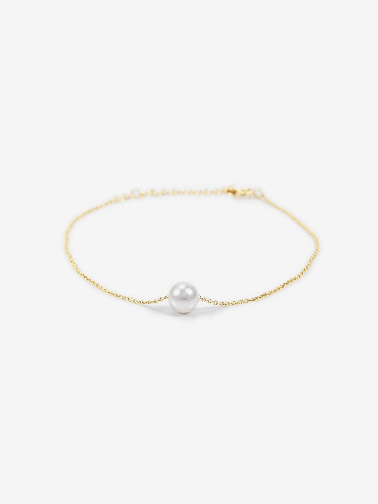 Abby Single Pearl Bracelet - White Gold