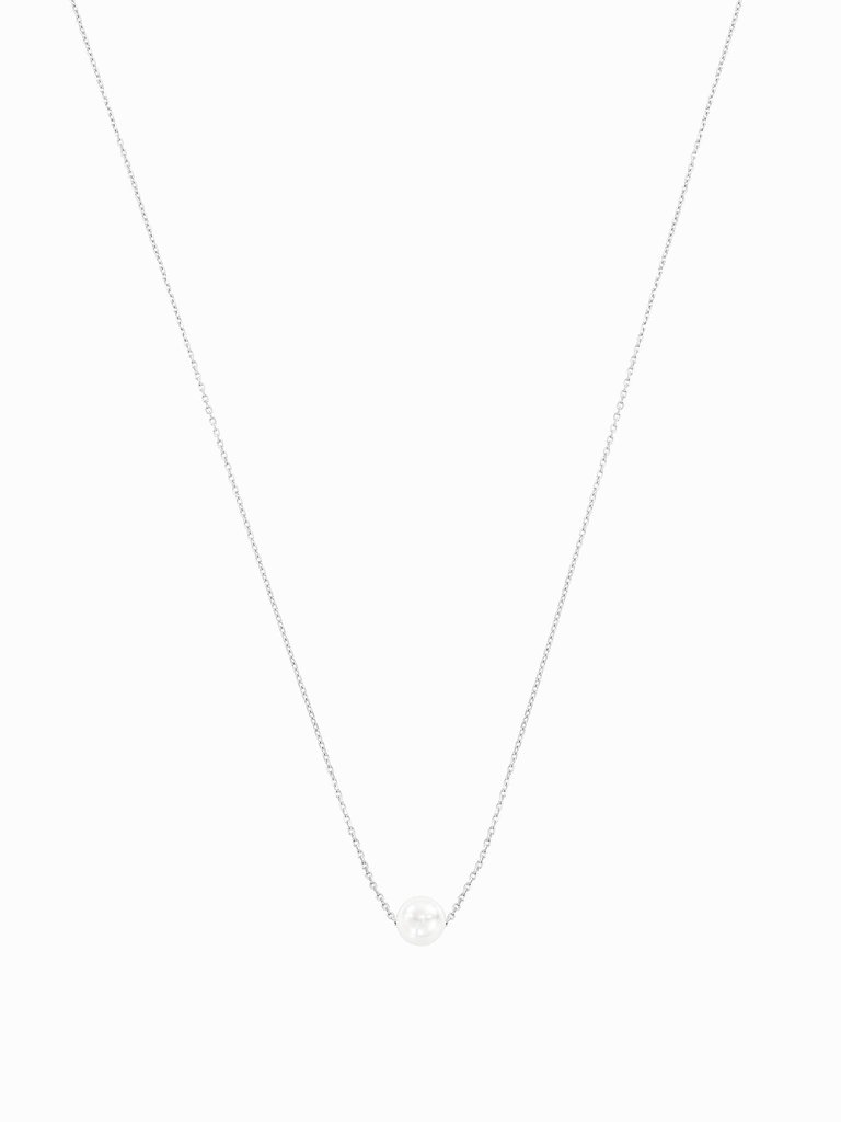 Abby Single Pearl Necklace - Silver