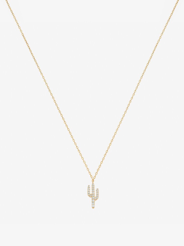Crystal Cactus Necklace - Gold