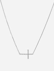 Horizontal Cross Necklace - Silver