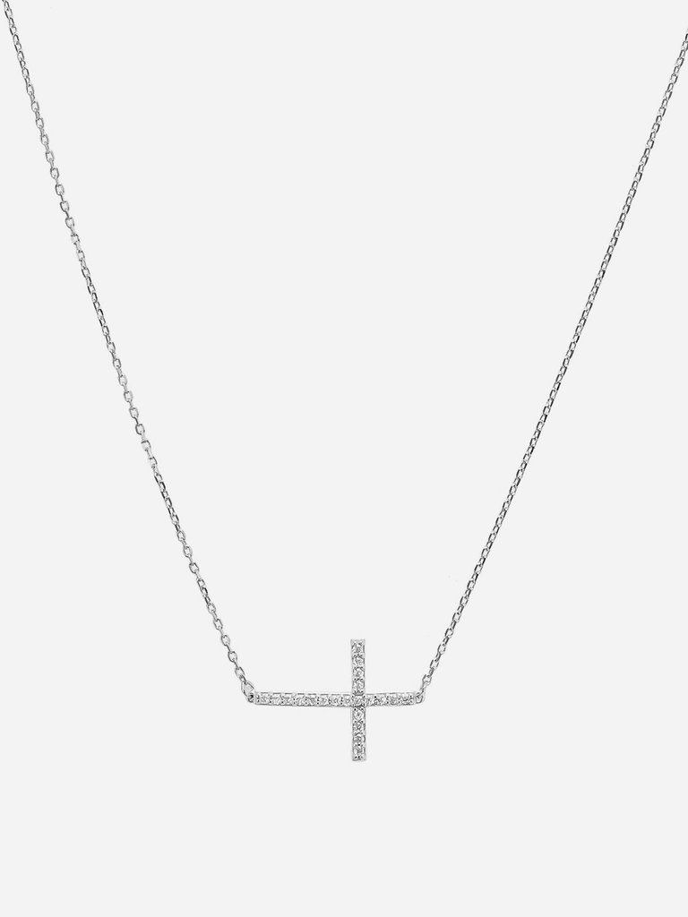 Horizontal Cross Necklace - Silver