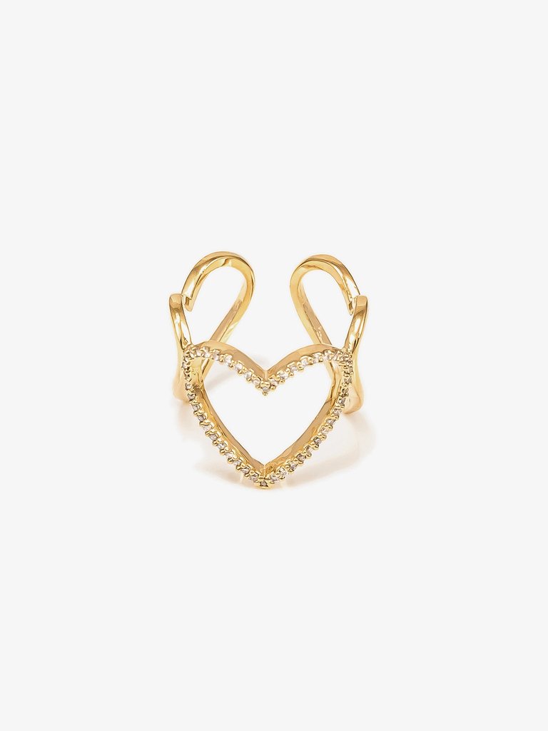 Mae Triple Heart Statement Ring - White Gold