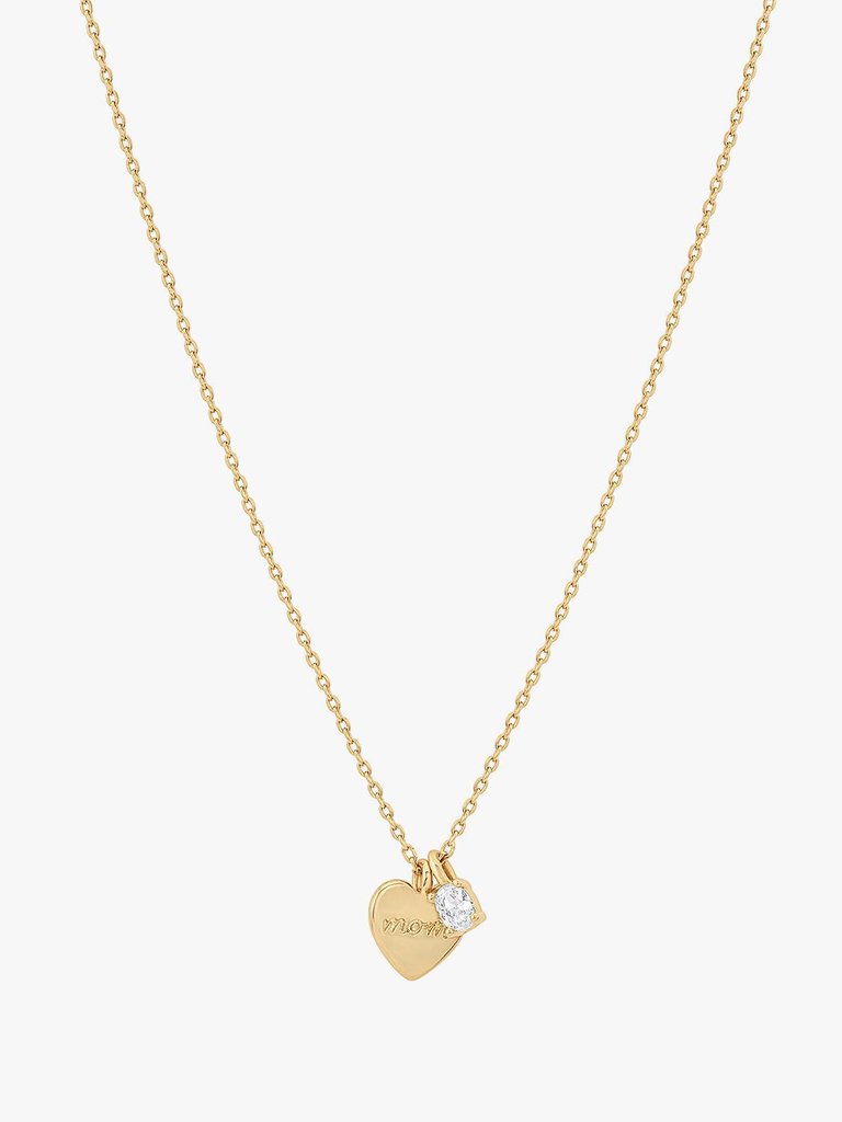 Mom Heart Necklace With Charm - Gold
