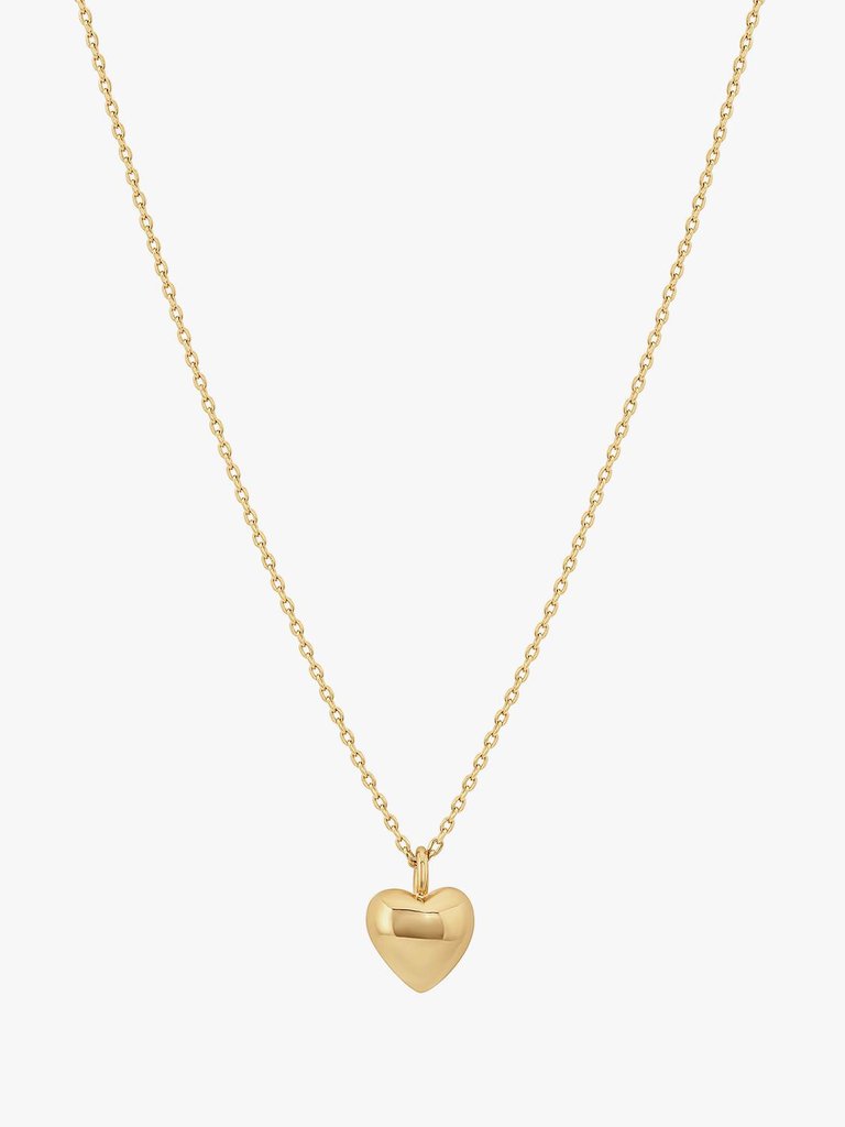 Gold Puffy Heart Pendant and Gold Filled Necklace Puffed 