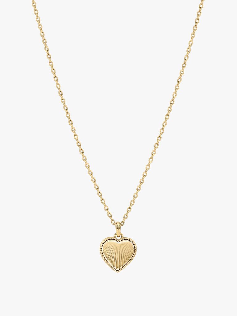 Textured Heart Pendant Necklace - Gold
