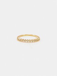 Thin Crystal Band Ring - Mix 2 - Yellow Gold