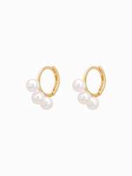 Triple Pearl Earrings - Gold