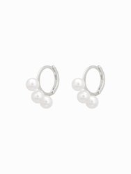 Triple Pearl Earrings - Silver
