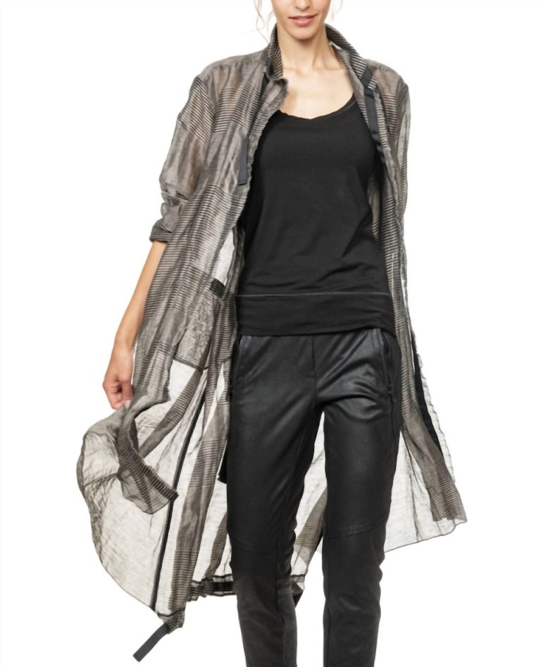 Organza Stripes Cardigan In Black/grey - Black/grey