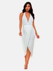 Asymmetrical Halter Neck Slinky Dress