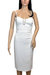 Women Illusions Bodycon Fit Spaghetti Strap Pencil Sheath Dress Ivory White