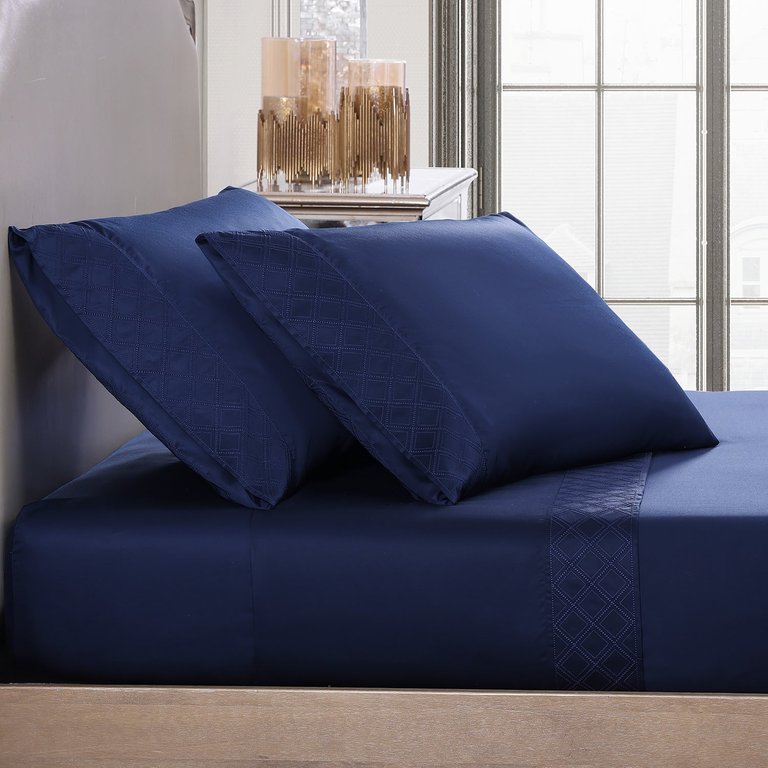 100% Cotton Hotel Luxury Bedding Sheet Set - Navy