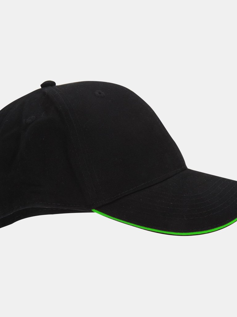 Adults Unisex Athleisure Cotton Baseball Cap - Black/Lime Green