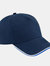 Adults Unisex Authentic 5 Panel Piped Peak Cap - French Navy/Bright Royal/White - French Navy/Bright Royal/White