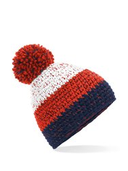 Adults Unisex Freestyle Beanie - White/Fire Red/Oxford Navy - White/Fire Red/Oxford Navy