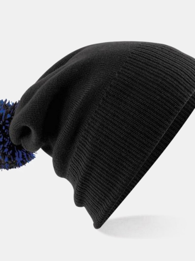 Adults Unisex Snowstar Beanie - Black/Bright Royal