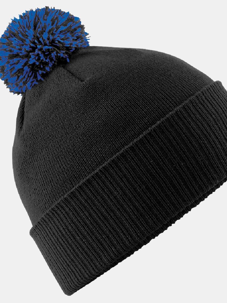 Adults Unisex Snowstar Beanie - Black/Bright Royal - Black/Bright Royal