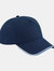 Authentic Piped 5 Panel Cap (French Navy/Bright Royal/White) - French Navy/Bright Royal/White