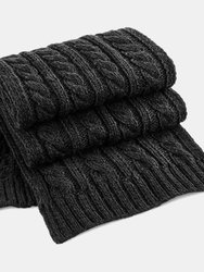Beechfield Cable Knit Melange Scarf (Black) - Black