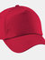 Beechfield Plain Unisex Junior Original 5 Panel Baseball Cap (Classic Red) - Classic Red