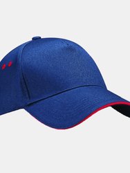 Beechfield Unisex Ultimate 5 Panel Contrast Baseball Cap With Sandwich Peak (French Navy/ Classic Red) - French Navy/ Classic Red