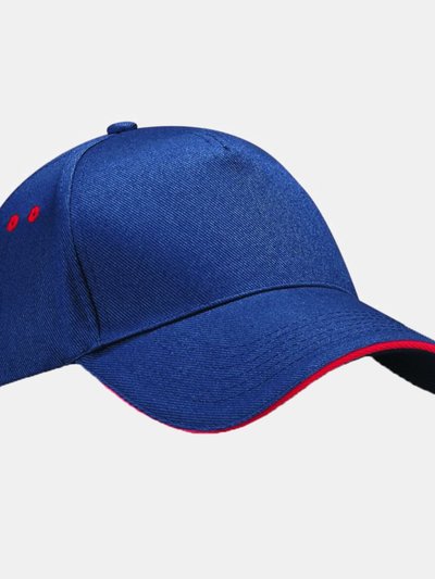 Beechfield Beechfield Unisex Ultimate 5 Panel Contrast Baseball Cap With Sandwich Peak (French Navy/ Classic Red) product