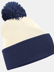 Big Boys Snowstar Duo Two-Tone Winter Beanie Hat - Off White/French Navy - Off White/French Navy