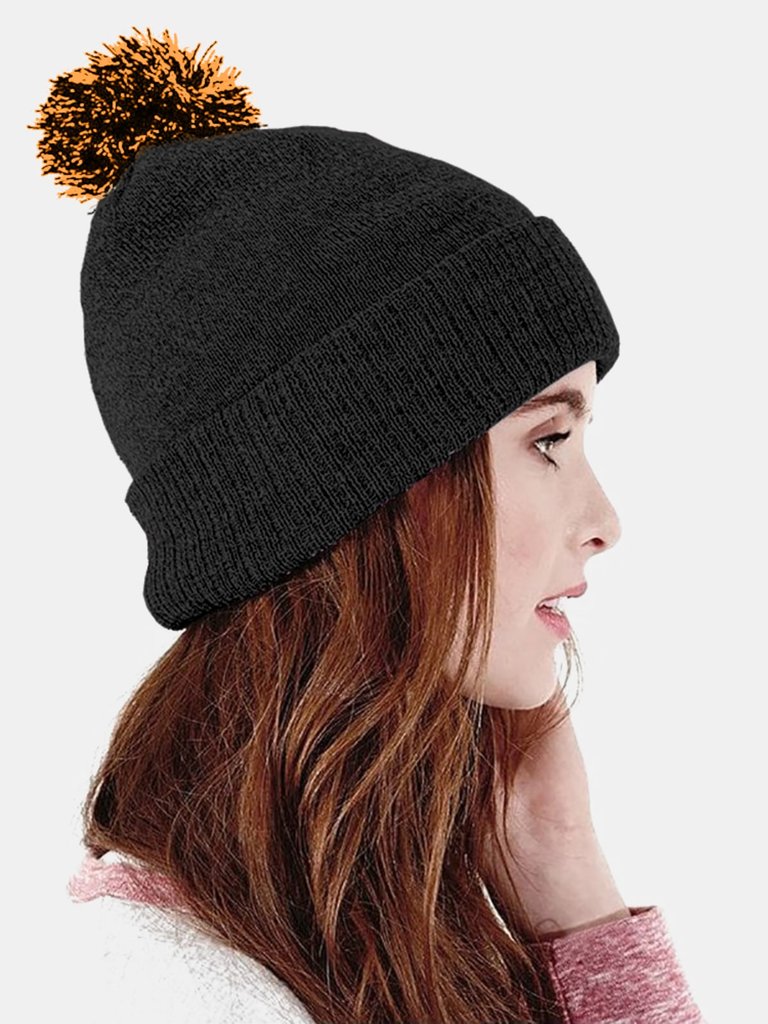 Big Girls Snowstar Duo Extreme Winter Hat (Black/Orange)