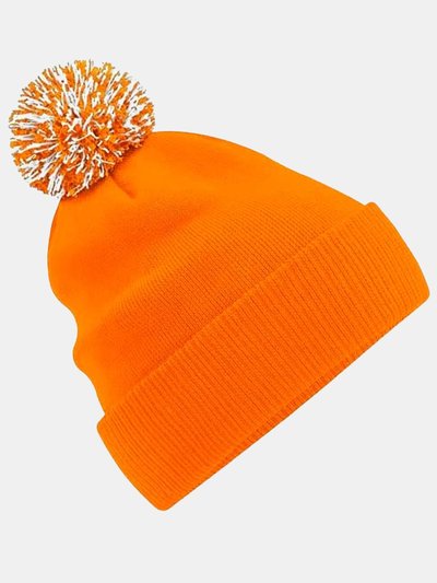Beechfield Big Girls Snowstar Duo Extreme Winter Hat - Orange/White product