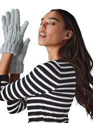 Cable Knit Melange Gloves - Light Gray